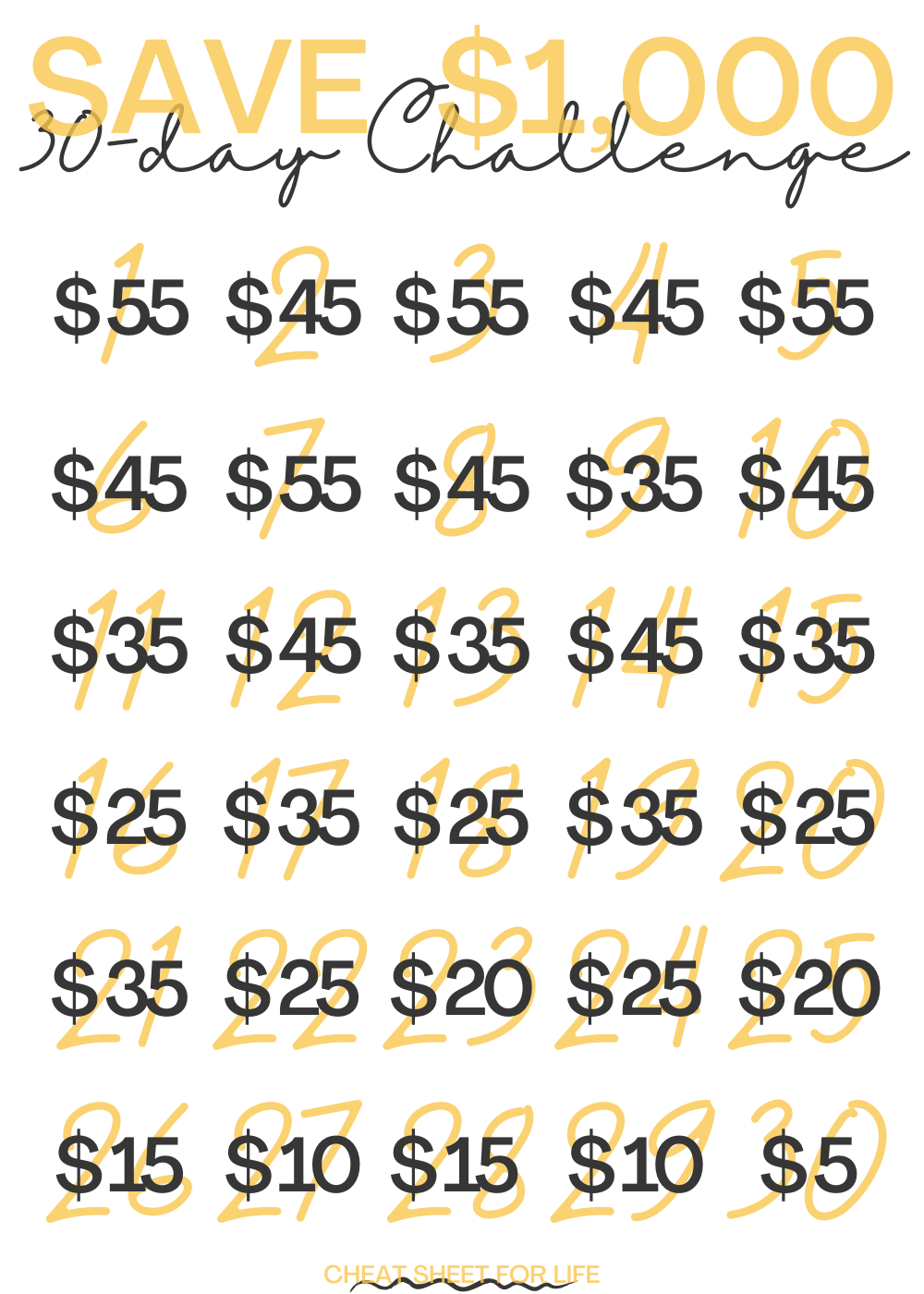 30 day save $1000 challenge