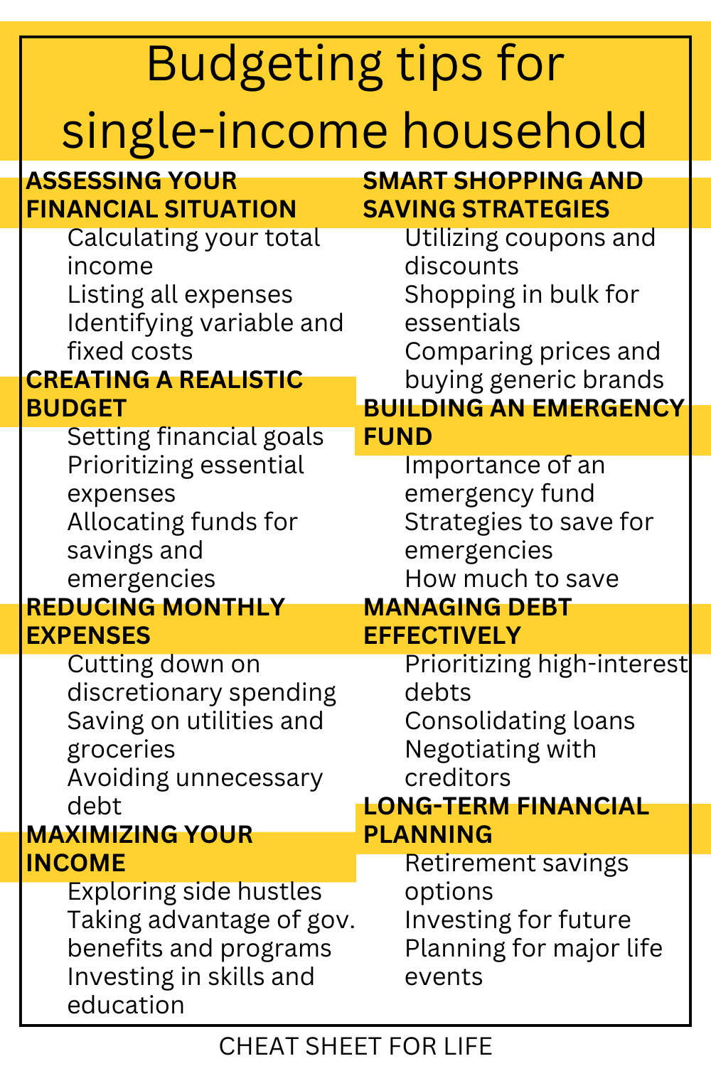 budgeting tips for single income household