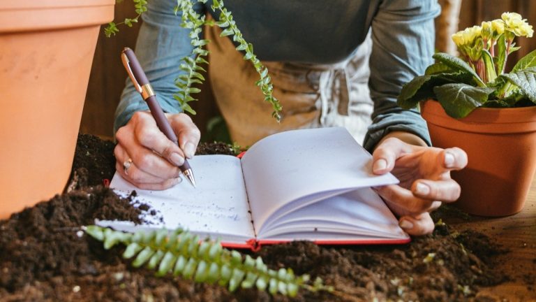 writing in a garden journal